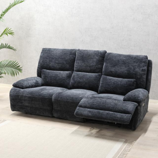 電動リクライニング機能付き黒ソファ 3人掛け ソファ 3人掛け 幅206cm 電動リクライニング GRACE （ ソファー