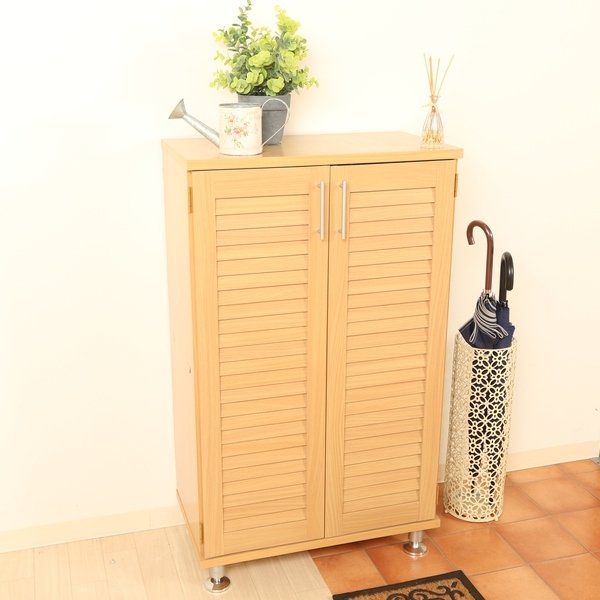 下駄箱 ルーバー 幅60cm 奥行35.5cm 高さ101cm 組立品