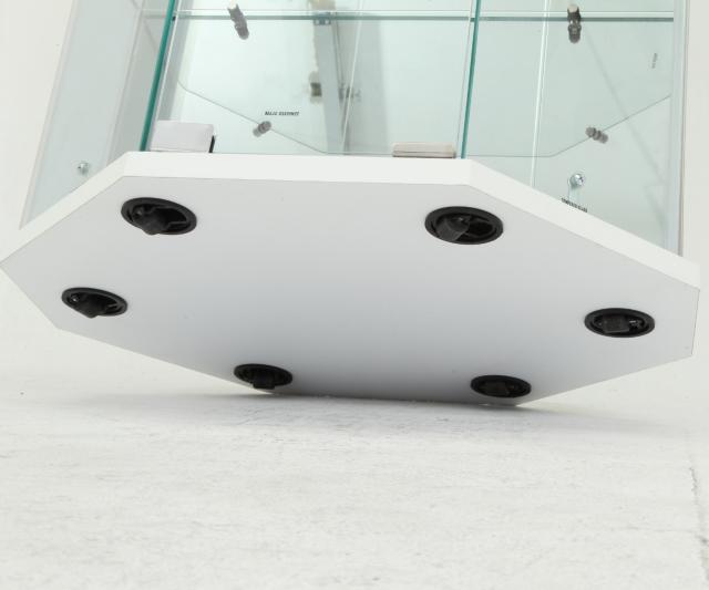 ガラスコレクションケース コーナータイプ 幅52cm 4段 ショーケース （ コレクションケース ラック 棚 ディスプレイ ガラス製 ウィスキー棚 ウイスキー棚 BAAL 背面ミラー フィギュアケース キャスター付 ブラック ホワイト ）_16