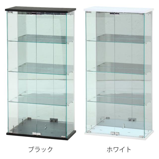 ガラスコレクションケース 幅60cm 4段 ショーケース （ コレクションケース ラック 棚 ディスプレイ ガラス製 ウィスキー棚 ウイスキー棚 BAAL 背面ミラー 収納 展示 フィギュアケース 見せる収納 キャスター付 ブラック ホワイト ）_3