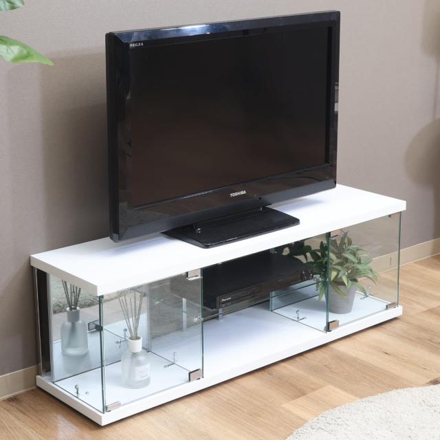 テレビ台 幅110cm ガラスコレクションケース ショーケース （ TV台 テレビボード コレクションケース AVラック 収納 ラック 棚 BAAL 背面ミラー 展示 フィギュアケース 見せる収納 キャスター付 ブラック ホワイト ）_16