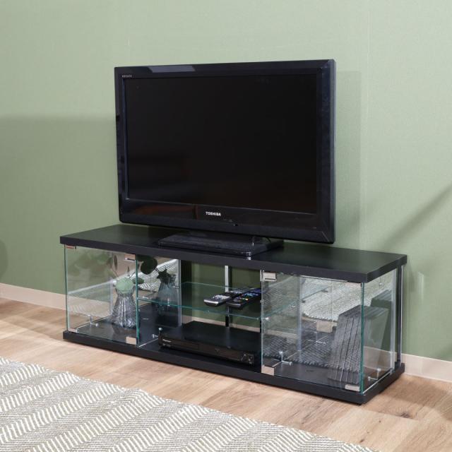 テレビ台 幅110cm ガラスコレクションケース ショーケース （ TV台 テレビボード コレクションケース AVラック 収納 ラック 棚 BAAL 背面ミラー 展示 フィギュアケース 見せる収納 キャスター付 ブラック ホワイト ）_17