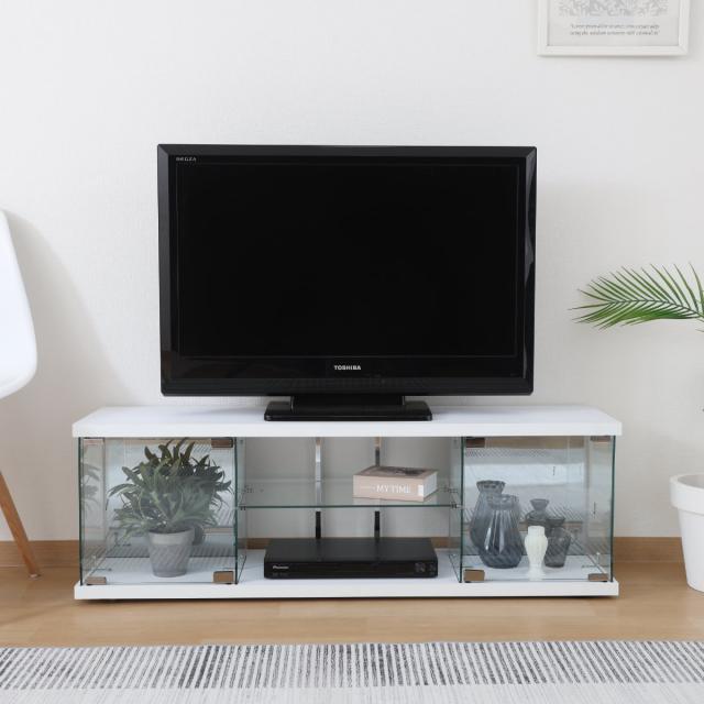 テレビ台 幅110cm ガラスコレクションケース ショーケース （ TV台 テレビボード コレクションケース AVラック 収納 ラック 棚 BAAL 背面ミラー 展示 フィギュアケース 見せる収納 キャスター付 ブラック ホワイト ）_18