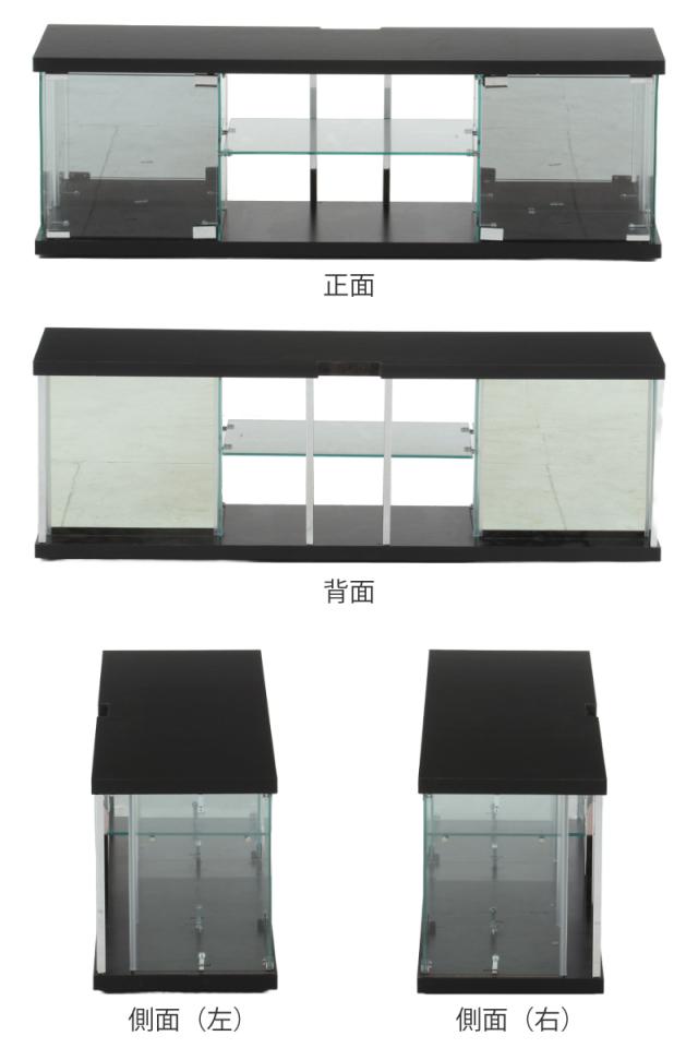 テレビ台 幅110cm ガラスコレクションケース ショーケース （ TV台 テレビボード コレクションケース AVラック 収納 ラック 棚 BAAL 背面ミラー 展示 フィギュアケース 見せる収納 キャスター付 ブラック ホワイト ）_2
