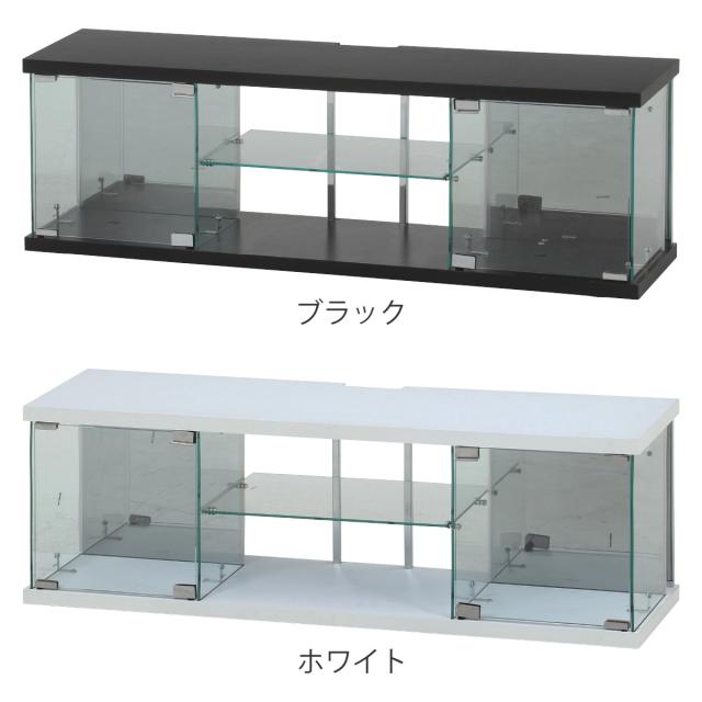 テレビ台 幅110cm ガラスコレクションケース ショーケース （ TV台 テレビボード コレクションケース AVラック 収納 ラック 棚 BAAL 背面ミラー 展示 フィギュアケース 見せる収納 キャスター付 ブラック ホワイト ）_3