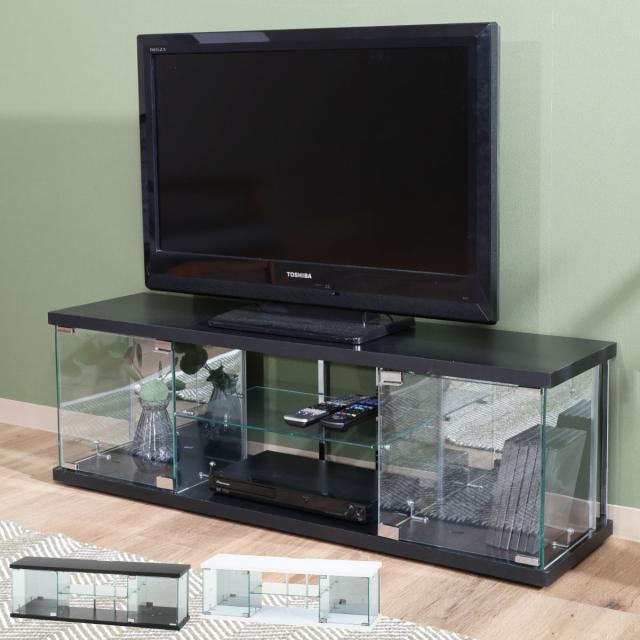 テレビ台 幅110cm ガラスコレクションケース ショーケース （ TV台 テレビボード コレクションケース AVラック 収納 ラック 棚 BAAL 背面ミラー 展示 フィギュアケース 見せる収納 キャスター付 ブラック ホワイト ）