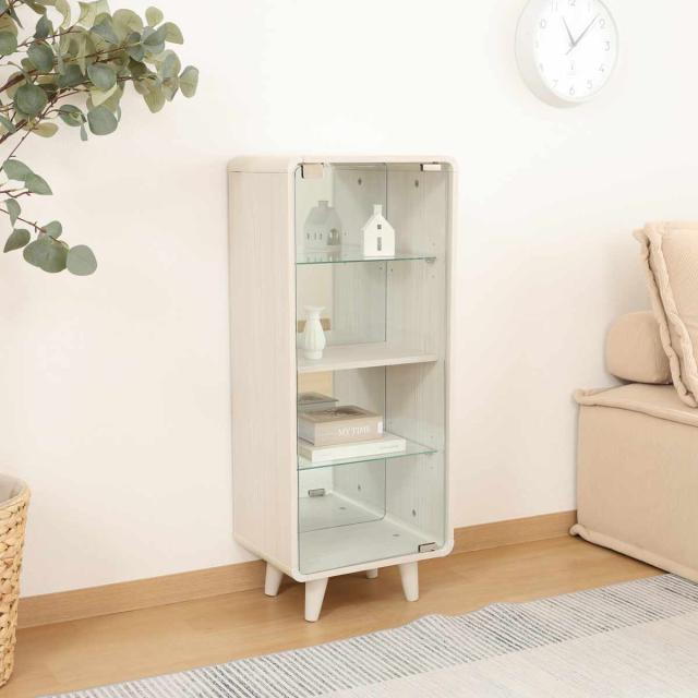 コレクションシェルフ 幅36cm 4段 ガラス扉 背面ミラー 推し活