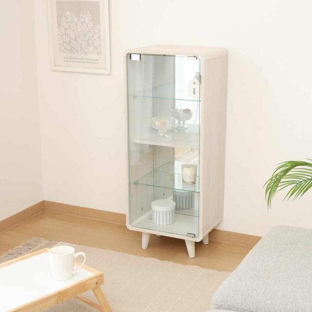 コレクションシェルフ 幅36cm 4段 ガラス扉 背面ミラー 推し活