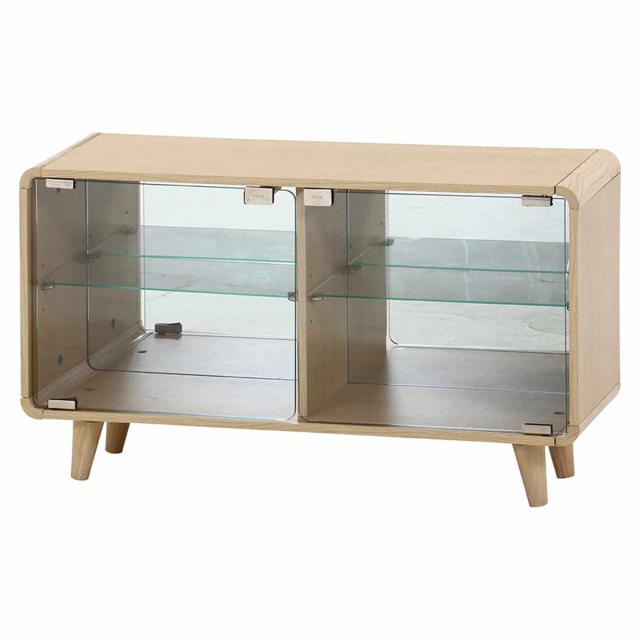 コレクションシェルフ 幅79.5cm ロータイプ ガラス扉 背面ミラー 推し活 （ ショーケース コレクションラック シェルフ ケース 棚 ラック ディスプレイ 収納 可動棚 ナチュラル ホワイトウォッシュ ）_16