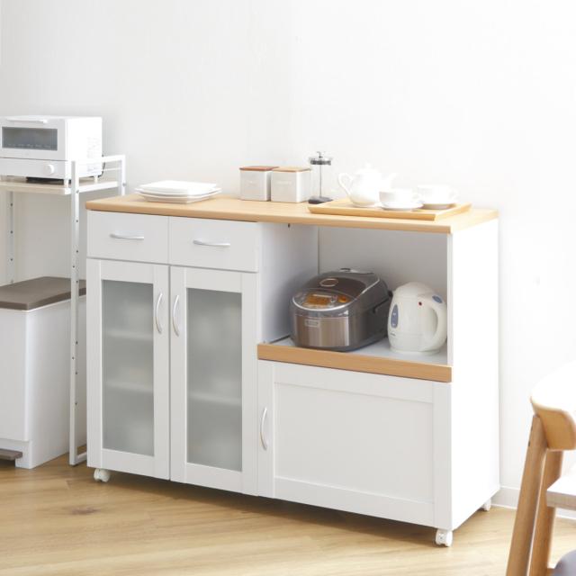 キッチンボード カウンター 訳あり 不二貿易 キッチンカウンター 幅118cm スライド棚 2口コンセント