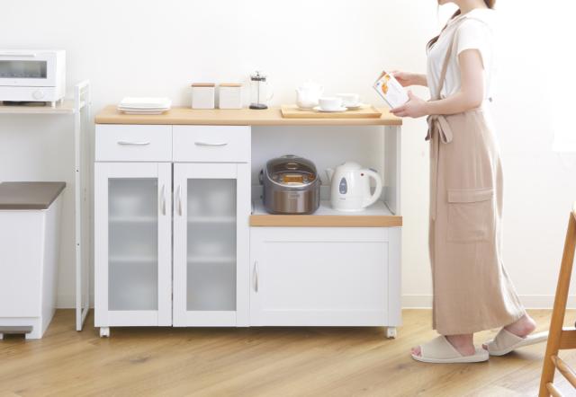 フレンチカントリー風 レンジボード CARINA 引き出し コンセント 楽天市場】キッチンカウンター 幅120cm フレンチカントリー調 スライド