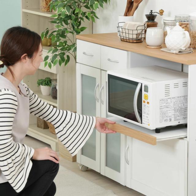 キッチンカウンター ハイタイプ 鏡面 仕上げ ホワイト 1枚扉+引出し2個