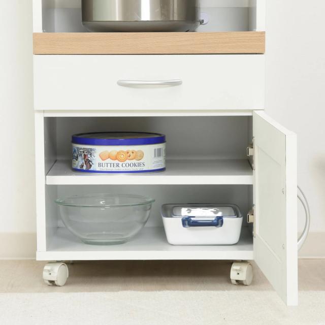 キッチンカウンター 幅45cm フレンチカントリー調 スライド棚 2口