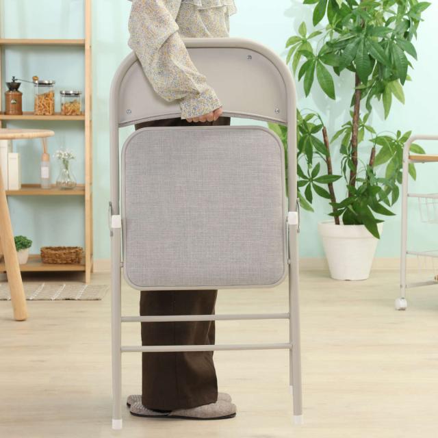 折りたたみ椅子 クッション付き 2脚セット コンパクト （ チェア 折り畳み 背もたれ 1人掛け イス 椅子 いす 軽量 ファブリック 折り畳み椅子 簡易椅子 軽い チェアー キッチン 来客用 リビング ダイニング 玄関 デスク サブチェア ）_16