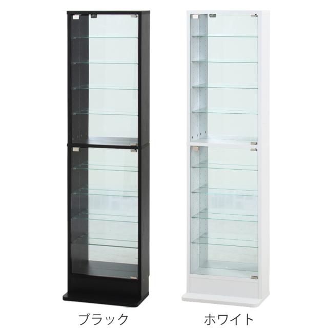 コレクションケース 幅48.5cm TOR ハイタイプ ミラー付き ガラス扉 （ ラック 棚 ディスプレイ 背面ミラー ウィスキー棚 ウイスキー棚 収納 展示 フィギュアケース 見せる収納 可動棚 ブラック ホワイト ）_2