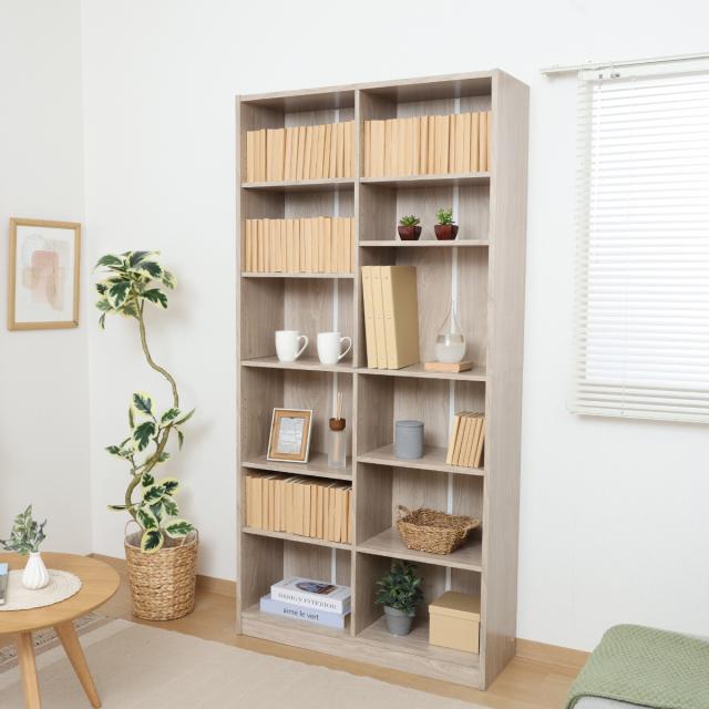 本棚 幅88.1cm 木目調 可動棚 収納 棚 シェルフ （ ラック 奥行スリム 薄型 コミック収納 家具 A4対応 飾り棚 シンプル ナチュラル ホワイト ブラウン アッシュグレー ホワイトウォッシュ ）_8