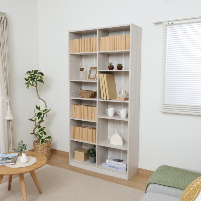 本棚 幅88.1cm 木目調 可動棚 収納 棚 シェルフ （ ラック 奥行スリム 薄型 コミック収納 家具 A4対応 飾り棚 シンプル ナチュラル ホワイト ブラウン アッシュグレー ホワイトウォッシュ ）_9