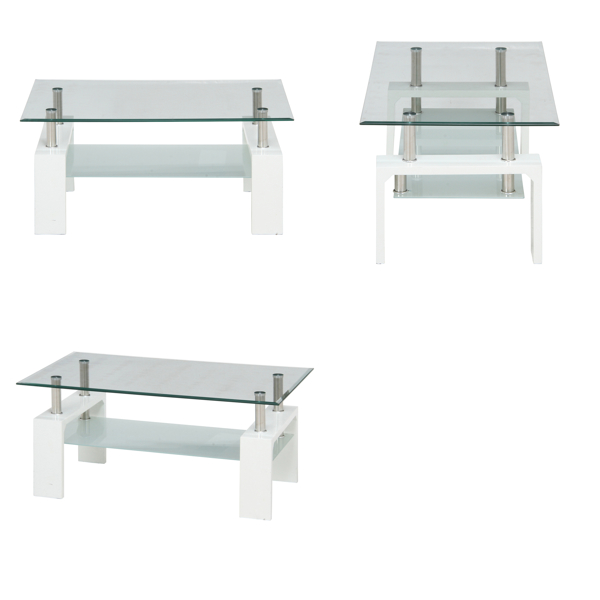 センターテーブル 幅100cm ガラス テーブル ガラス天板 ラック 収納