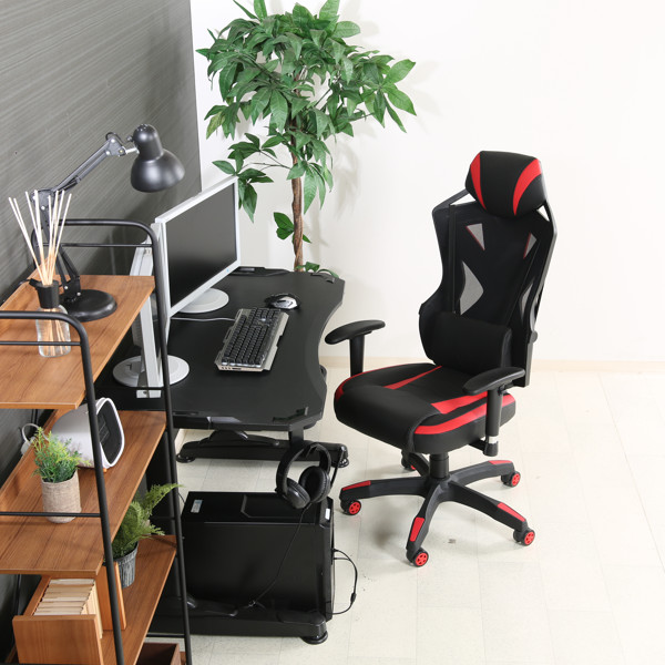 ゲーミングチェア 座面高42〜49cm 高さ調整 リクライニング ひじ掛け