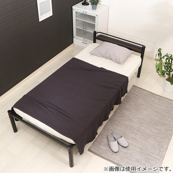 ベッド シングル パイプベッド 宮棚 ラック付き スチールベッド （ シングルベッド 宮付き 脚付き ベット フレーム フレームのみ パイプ ベッドフレーム シングルベット メッシュ 通気性 湿気 対策 ）_5