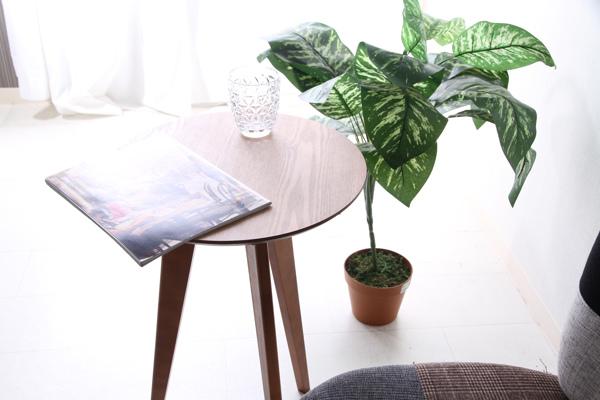 サイドテーブル 高さ60cm コーヒーテーブル 木製 天然木 円型 丸