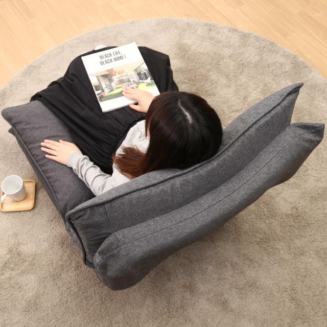 ソファ リクライニング 一人掛け 幅70cm クッション （ 一人用 ハイバック チェア リラックスチェア ロータイプ ソファー ファブリック 天然木 座椅子 肘なし リビング 6段階調節 ヘッドレスト 角度調節 モダン 北欧 ）_9