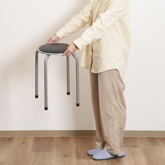 丸椅子 12脚セット ブラック 高さ45cm スタッキング パイプ （ 同色12脚セット パイプ椅子 チェア チェアー 円形 椅子 丸型 積み重ね可能 スタッキングチェアー 軽量 簡易チェア 簡易椅子 ）_4