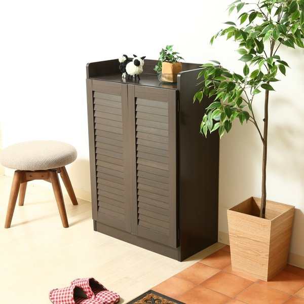 下駄箱 ルーバー オープントップ 幅60cm 奥行33.5cm 高さ90cm 組立品
