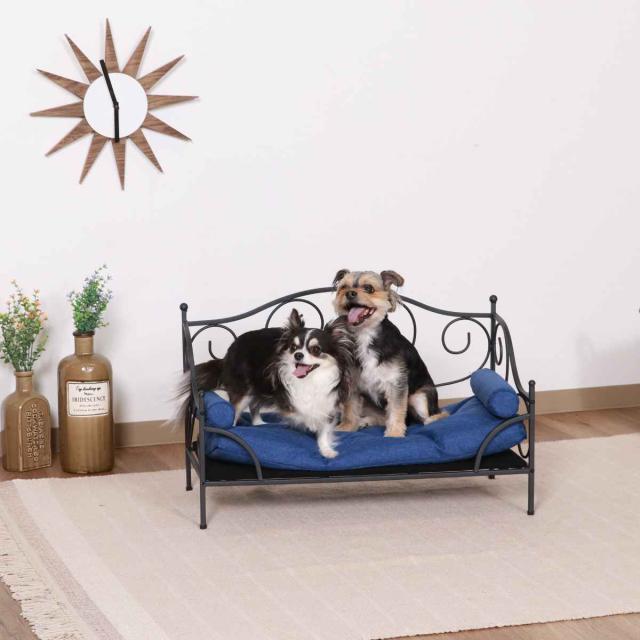 犬猫用ベッド ソファ　北欧ヨーロッパ風　アイアンフレーム　新品 ペットベッド 幅68cm スチールフレーム クッション （ ペット