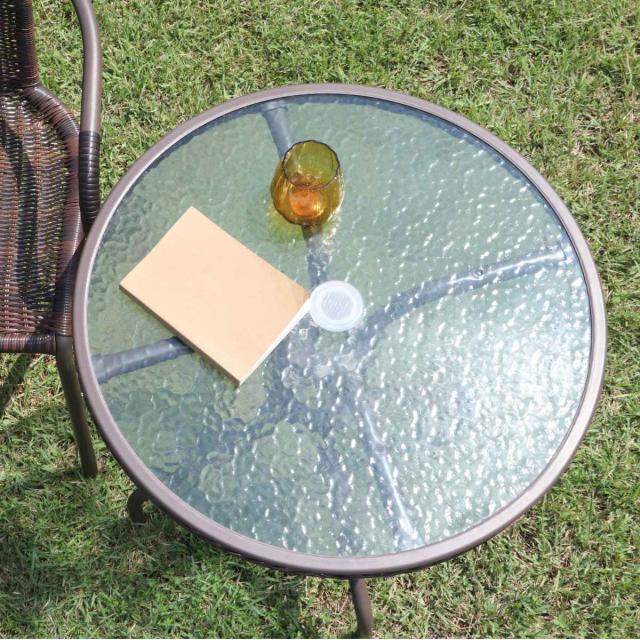 丸ガラステーブル 屋外 ガーデンテーブル ガーデンテーブル ガラステーブル 直径60cm （ テーブル ガーデン 庭