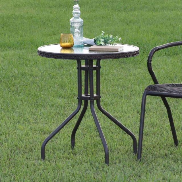 丸ガラステーブル 屋外 ガーデンテーブル ガーデンテーブル ガラステーブル 直径60cm （ テーブル ガーデン 庭
