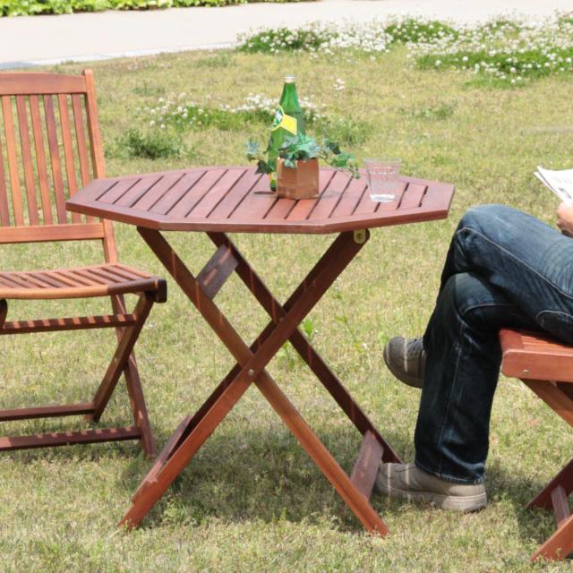 ガーデンテーブル 八角テーブル 幅90cm 木製 （ テーブル ガーデン 庭