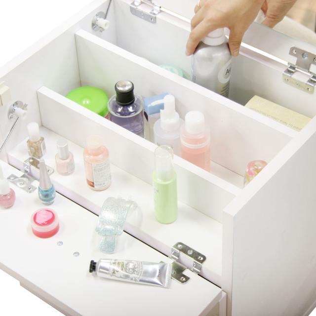 ドレッサー 幅45cm コスメボックス 完成品 コスメ 化粧品 収納 ミラー