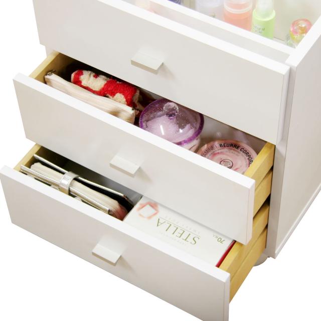 ドレッサー コスメボックス メイクワゴン 大容量 ホワイト ミラー キャスター付 1800405_1.jpg