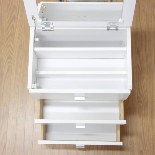 ドレッサー 幅45cm コスメボックス 組立品 コスメ 化粧品 収納 ミラー キャスター （ コスメワゴン 引き出し 鏡付き 大容量 コンパクト メイクボックス ワゴン 白 ）