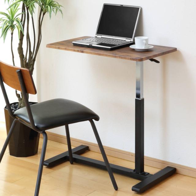 サイドテーブル コの字 幅70cm 昇降式 木目調 サイドラック （ ソファ