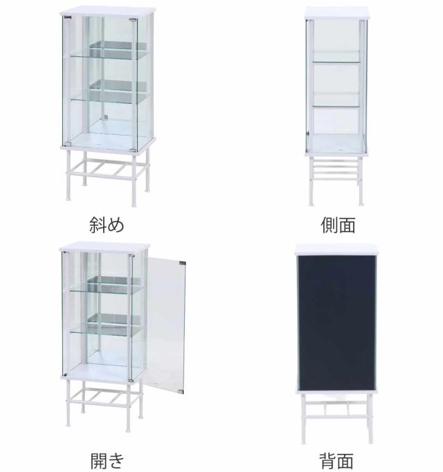 コレクションケース 幅48.6cm 3段 背面ミラー （ ディスプレイ コレクション キャビネット 収納 家具 完成品 飾り棚 棚 ラック リビング 鏡 ホワイト ブラック 棚付 ）_2