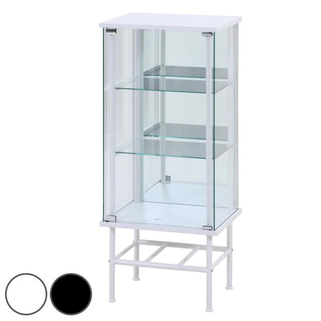 コレクションケース 幅48.6cm 3段 背面ミラー （ ディスプレイ コレクション キャビネット 収納 家具 完成品 飾り棚 棚 ラック リビング 鏡 ホワイト ブラック 棚付 ）