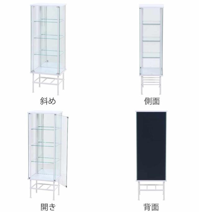 コレクションケース 幅48.6cm 4段 背面ミラー （ ディスプレイ コレクション キャビネット 収納 家具 完成品 飾り棚 棚 ラック リビング 鏡 ホワイト ブラック 棚付 ）_2
