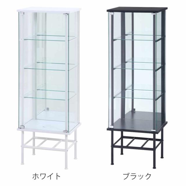 コレクションケース 幅48.6cm 4段 背面ミラー （ ディスプレイ コレクション キャビネット 収納 家具 完成品 飾り棚 棚 ラック リビング 鏡 ホワイト ブラック 棚付 ）_3
