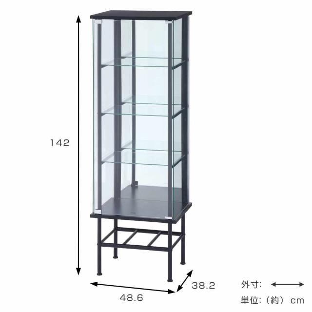 コレクションケース 幅48.6cm 4段 背面ミラー （ ディスプレイ コレクション キャビネット 収納 家具 完成品 飾り棚 棚 ラック リビング 鏡 ホワイト ブラック 棚付 ）_4