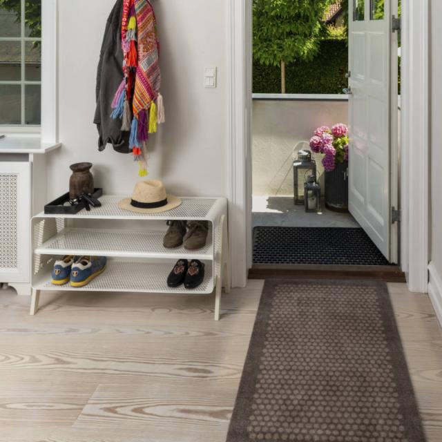 玄関マット チカ コペンハーゲン フロアマット 67×120 屋内 （ マット 玄関 ストライプ ドット はさみで切れる 幅120cm 敷き物 ラグ 滑り止め インテリア 室内用マット おしゃれ ベージュ ブラック 洗面所 ランドリー 敷物 ）_6
