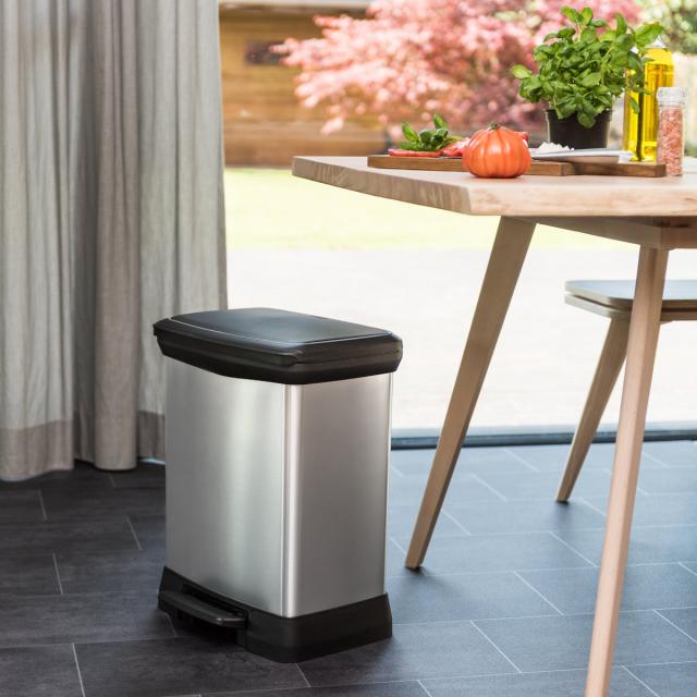 ゴミ箱 30L Deco ペダルビン ペダル式 （ ごみ箱 30リットル デコ ペダル ふた付き 軽量 ステンレス風 シンプル プラスチック スタイリッシュ 袋止め付き 分別 ）_3