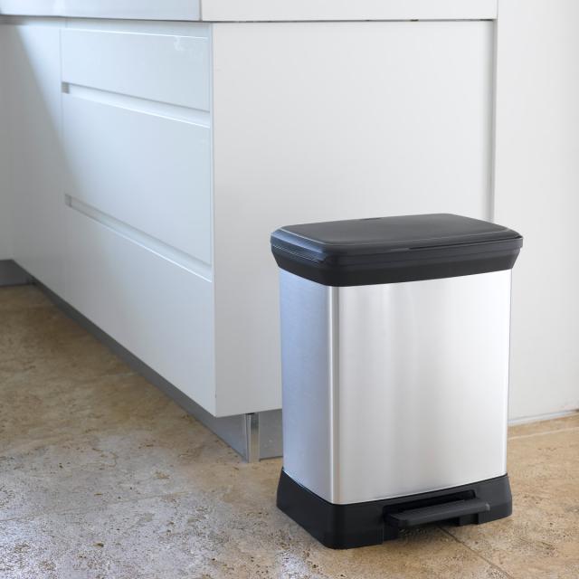 ゴミ箱 30L Deco ペダルビン ペダル式 （ ごみ箱 30リットル デコ ペダル ふた付き 軽量 ステンレス風 シンプル プラスチック スタイリッシュ 袋止め付き 分別 ）_4