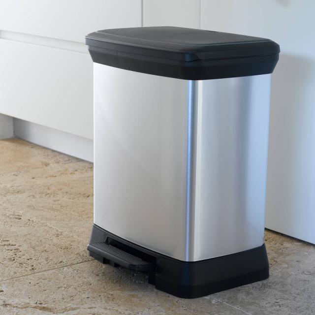 ゴミ箱 30L Deco ペダルビン ペダル式 （ ごみ箱 30リットル デコ ペダル ふた付き 軽量 ステンレス風 シンプル プラスチック スタイリッシュ 袋止め付き 分別 ）_5