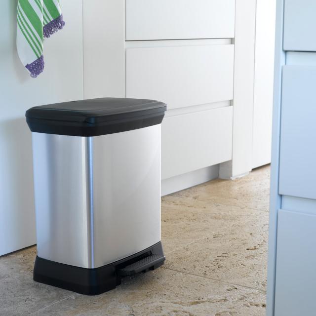 ゴミ箱 30L Deco ペダルビン ペダル式 （ ごみ箱 30リットル デコ ペダル ふた付き 軽量 ステンレス風 シンプル プラスチック スタイリッシュ 袋止め付き 分別 ）_7