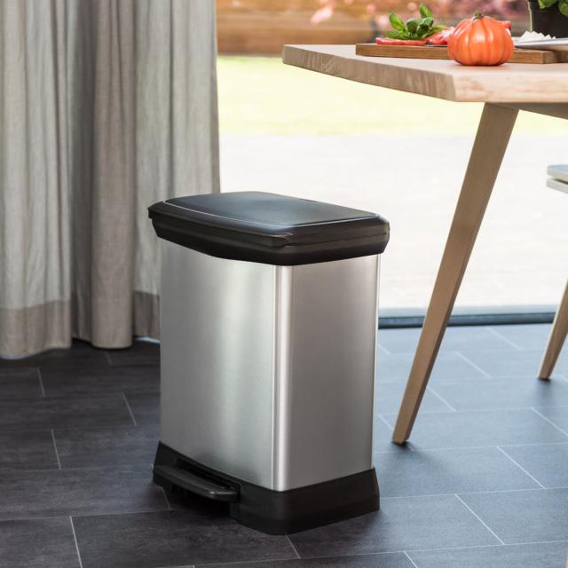 ゴミ箱 30L Deco ペダルビン ペダル式 （ ごみ箱 30リットル デコ ペダル ふた付き 軽量 ステンレス風 シンプル プラスチック スタイリッシュ 袋止め付き 分別 ）