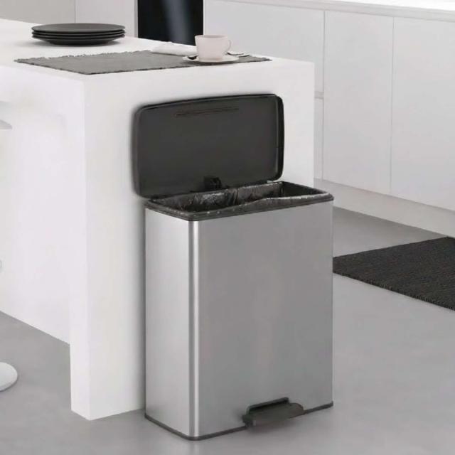 ゴミ箱 65L ステンレス Deco ペダルビン ペダル式 （ ごみ箱 65リットル デコ ペダル ふた付き 軽量 大容量 シンプル プラスチック スタイリッシュ 袋止め付き 分別 ）
