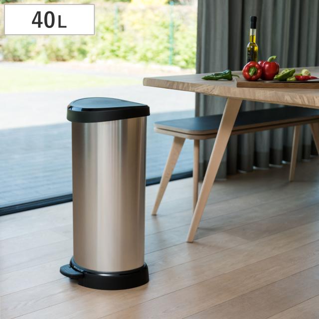 ゴミ箱 40L Deco ペダルビン セミラウンド ペダル式 （ ごみ箱 40リットル デコ ペダル ふた付き 軽量 ステンレス風 シンプル プラスチック スタイリッシュ 袋止め付き 分別 ） 11,715円