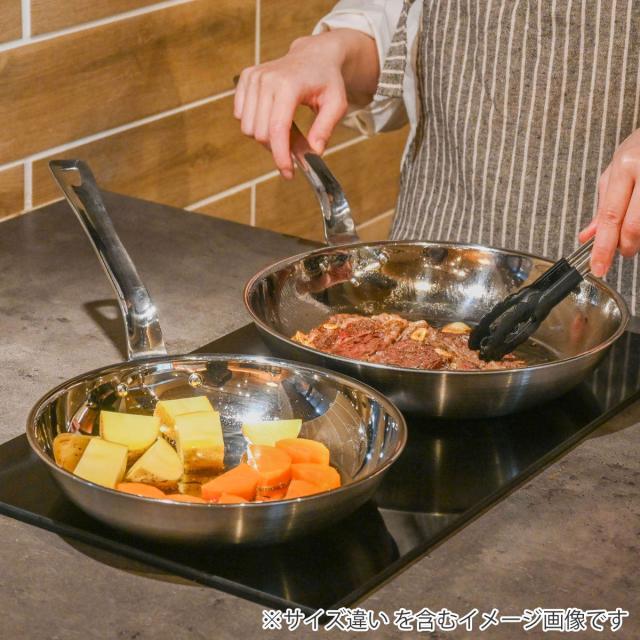 フライパン 26cm IH対応 アルミクラッド三層 こだわりの道具 日本製 （ ガス火対応 アルミ ステンレス 軽い 国産 3層構造 ミラー仕上げ 軽量 熱伝導 職人 手仕事 本格 ）_16